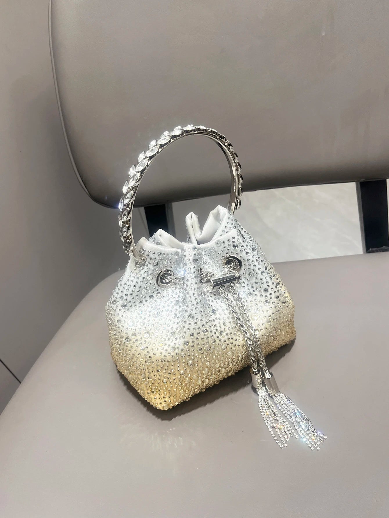 Crystal Bucket Clutch - Women's Shiny Evening Bag for Parties & Special Events Handbags The