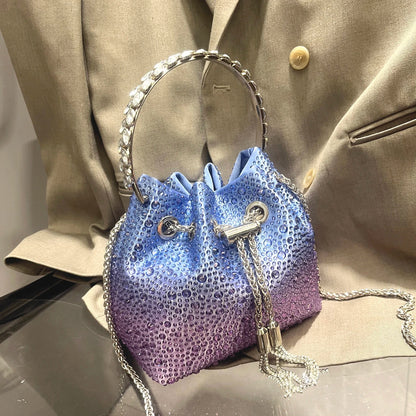 Crystal Bucket Clutch - Women's Shiny Evening Bag for Parties & Special Events Handbags The