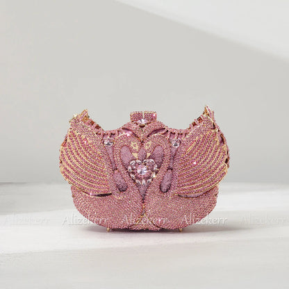 Swan Rhinestone Clutch - Women's Statement Evening Bag for Weddings & Parties Handbags The