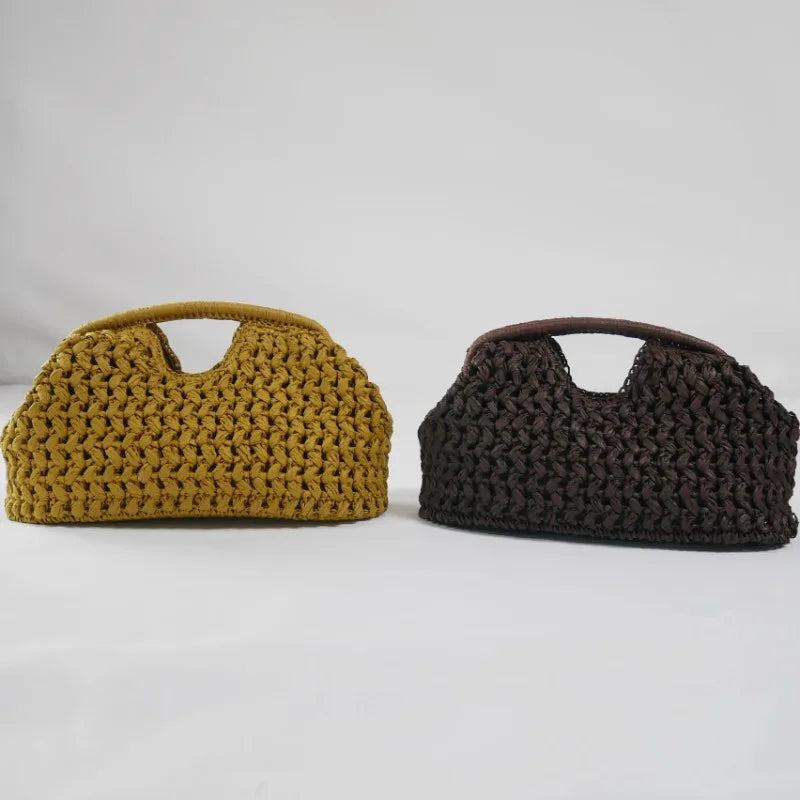Raffia Chain Shoulder Bag - Women's Summer Crossbody Purse for Beach Days Handbags The