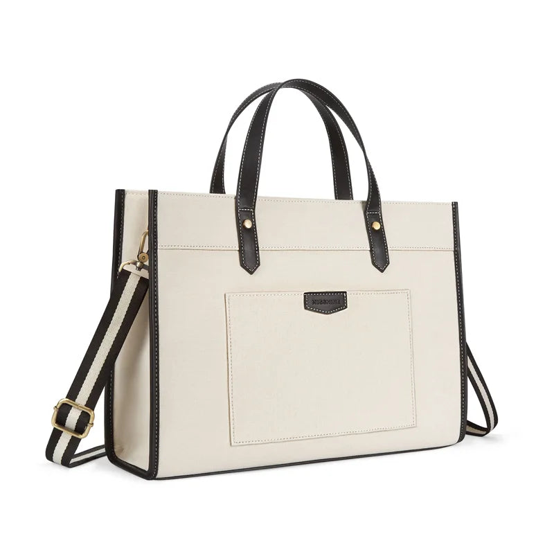 Canvas Laptop Tote Bag - Women's Work Shoulder Bag for Office, College & Travel Handbags The