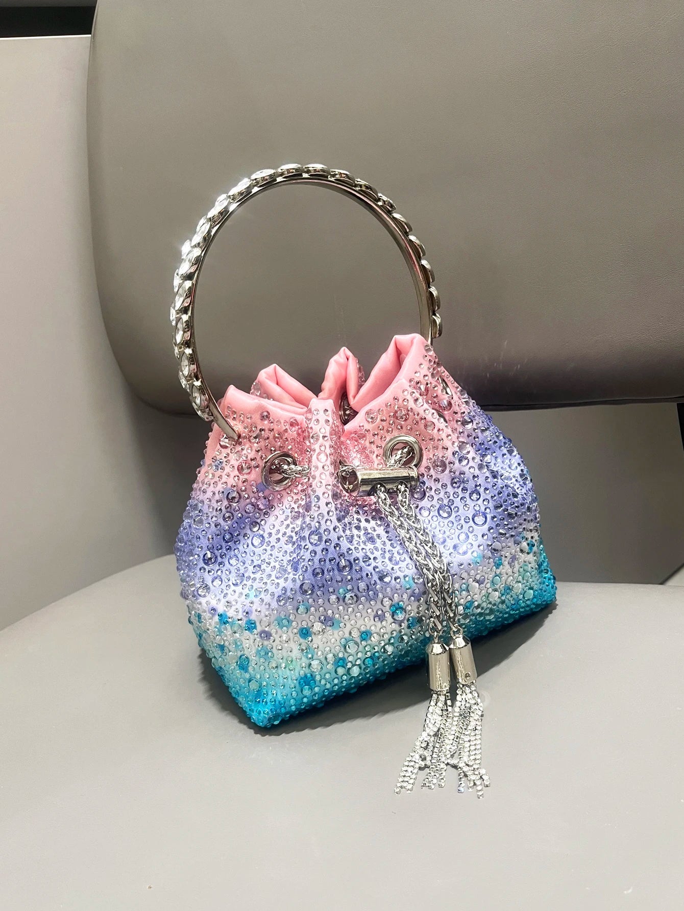 Crystal Bucket Clutch - Women's Shiny Evening Bag for Parties & Special Events Handbags The