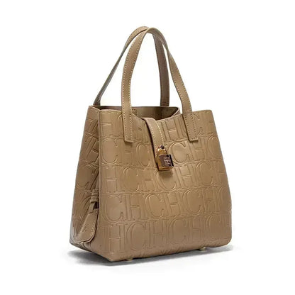 Embossed Crossbody Tote Bag - Women's Large-Capacity Letter Detail Handbag Handbags The