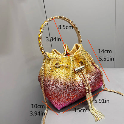 Crystal Bucket Clutch - Women's Shiny Evening Bag for Parties & Special Events Handbags The