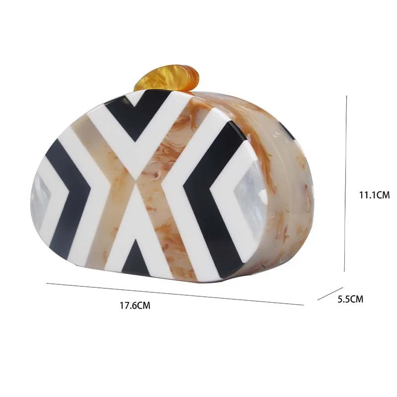 Pearl Acrylic Box Clutch - Women's Elegant Evening Bag with Chain Strap Handbags The