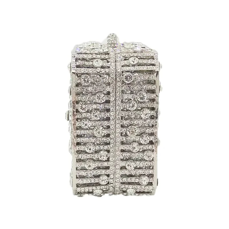 Crystal Minaudiere Clutch - Women's Bridal Evening Bag for Weddings & Galas Handbags The