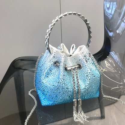 Crystal Bucket Clutch - Women's Shiny Evening Bag for Parties & Special Events Handbags The