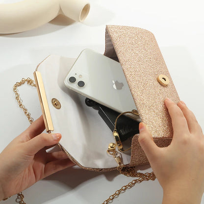 Elegant Chain Dinner Clutch - Women's Bridal & Bridesmaid Evening Bag Handbags The