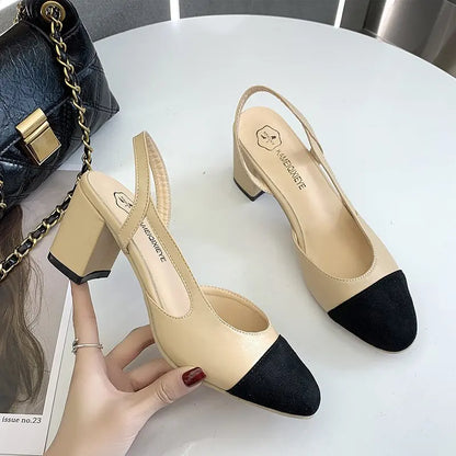 Retro Square-Toe Mule Heels - Women's Elegant Wedding Sandal displayed on a model in stylish outfit.