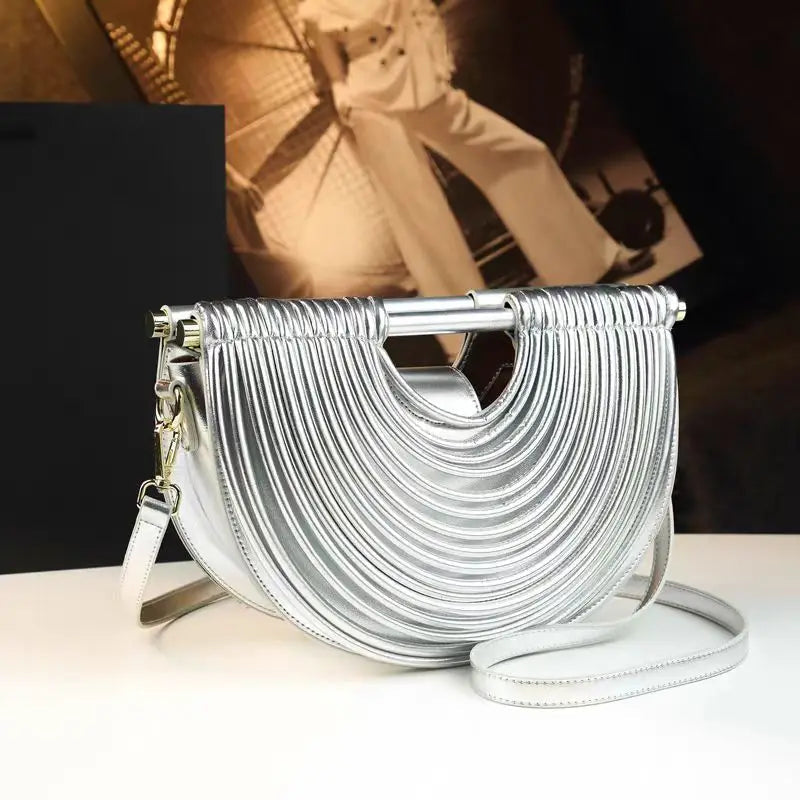 Half Moon Hobo Bag - Women's Woven Shoulder Purse for Day-to-Night Wear Handbags The