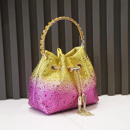 Crystal Bucket Clutch - Women's Shiny Evening Bag for Parties & Special Events Handbags The