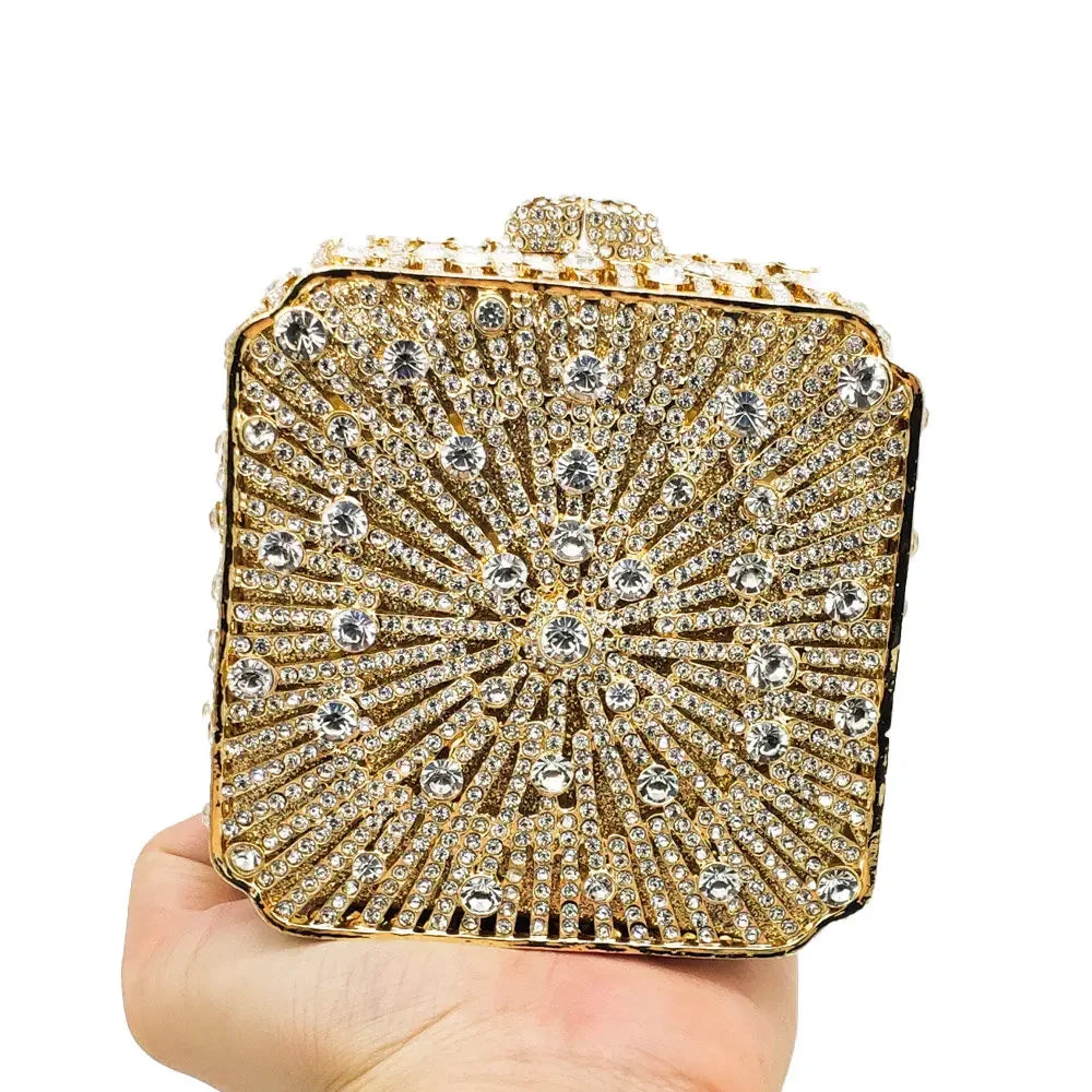 Crystal Minaudiere Clutch - Women's Bridal Evening Bag for Weddings & Galas Handbags The