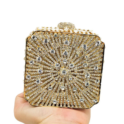 Crystal Minaudiere Clutch - Women's Bridal Evening Bag for Weddings & Galas Handbags The