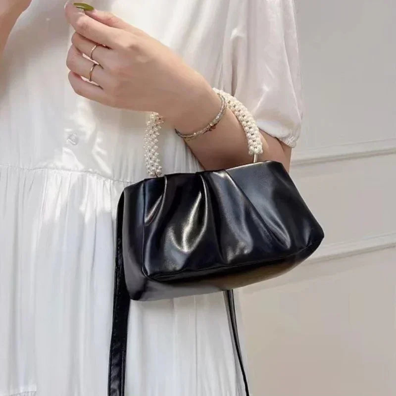 Pearl Handle Dinner Clutch Bag - Women's Luxury Shoulder Purse Handbags The
