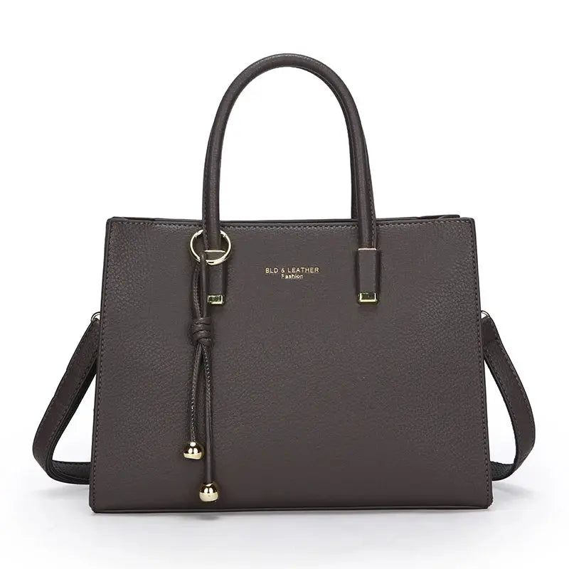Large-Capacity Triple-Compartment Tote - Women's Synthetic Leather Shoulder & Crossbody Bag Handbags The