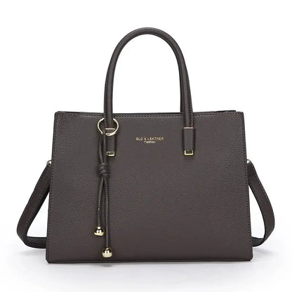 Large-Capacity Triple-Compartment Tote - Women's Synthetic Leather Shoulder & Crossbody Bag Handbags The
