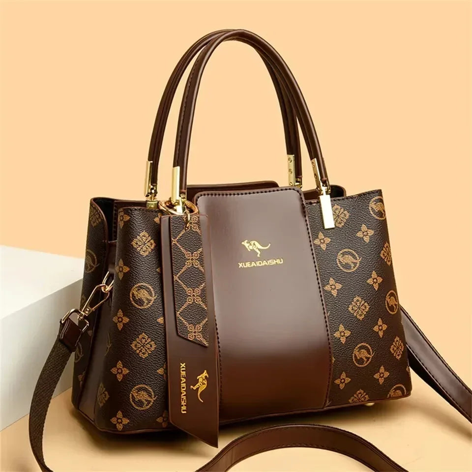 Printed Large-Capacity Tote Bag - Women's Soft Leather Shoulder & Crossbody Purse Handbags The