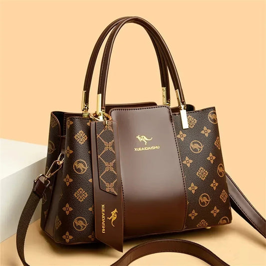 Printed Large-Capacity Tote Bag - Women's Soft Leather Shoulder & Crossbody Purse Handbags The