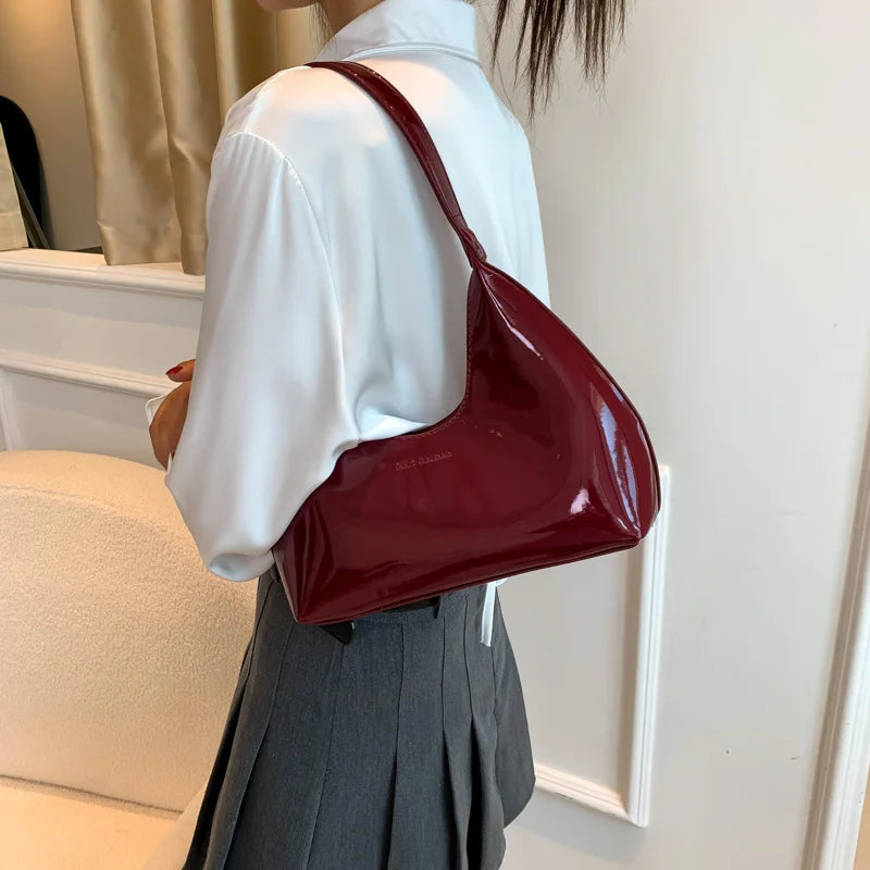 Patent Leather Tote Bag - Women's Waterproof Shoulder Purse for Day-to-Night Wear Handbags The