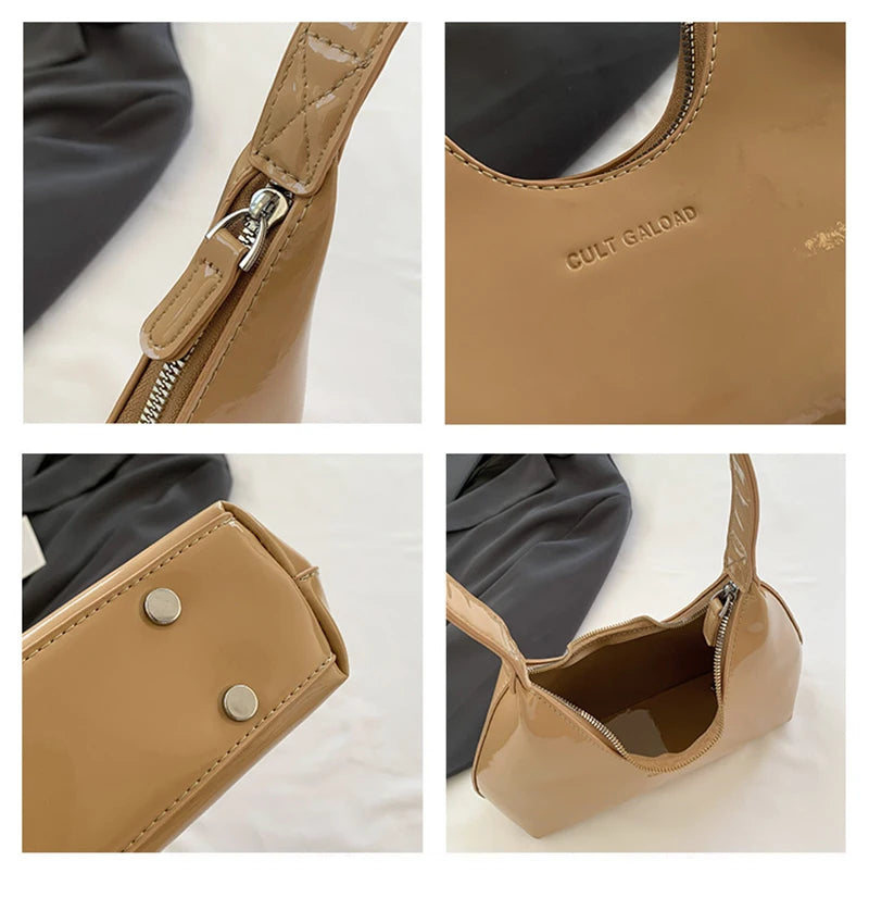 Patent Leather Tote Bag - Women's Waterproof Shoulder Purse for Day-to-Night Wear Handbags The