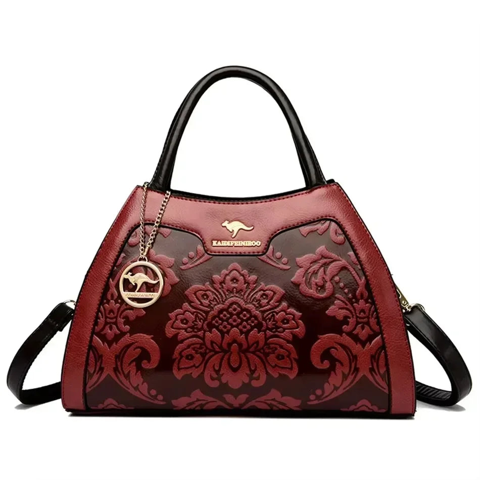 Printed Large-Capacity Tote Bag - Women's Soft Leather Shoulder & Crossbody Purse Handbags The