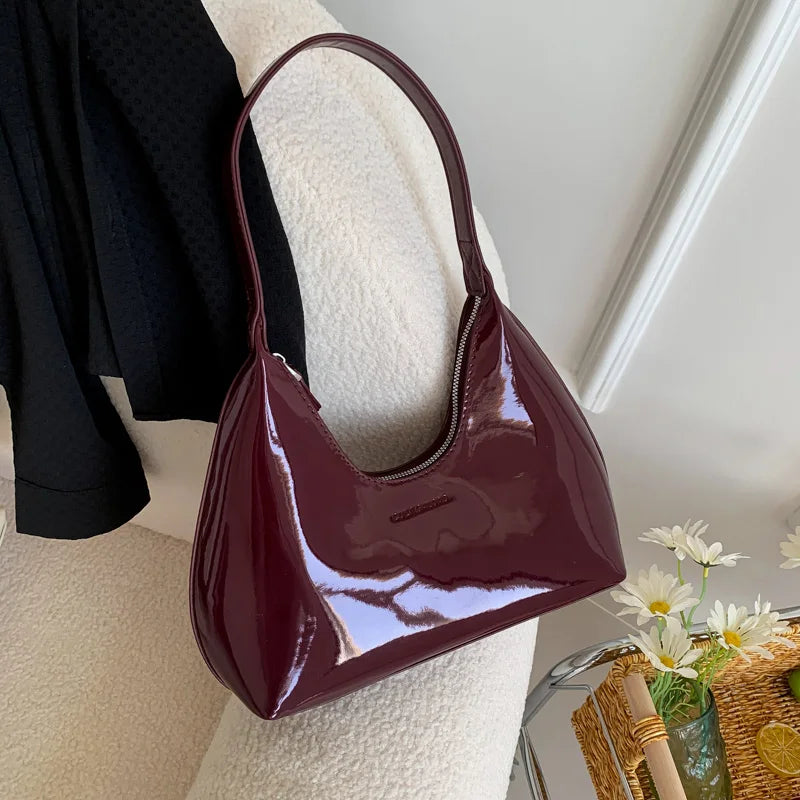 Patent Leather Tote Bag - Women's Waterproof Shoulder Purse for Day-to-Night Wear Handbags The