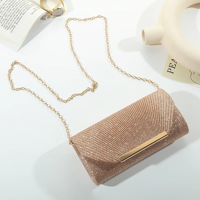 Elegant Chain Dinner Clutch - Women's Bridal & Bridesmaid Evening Bag Handbags The