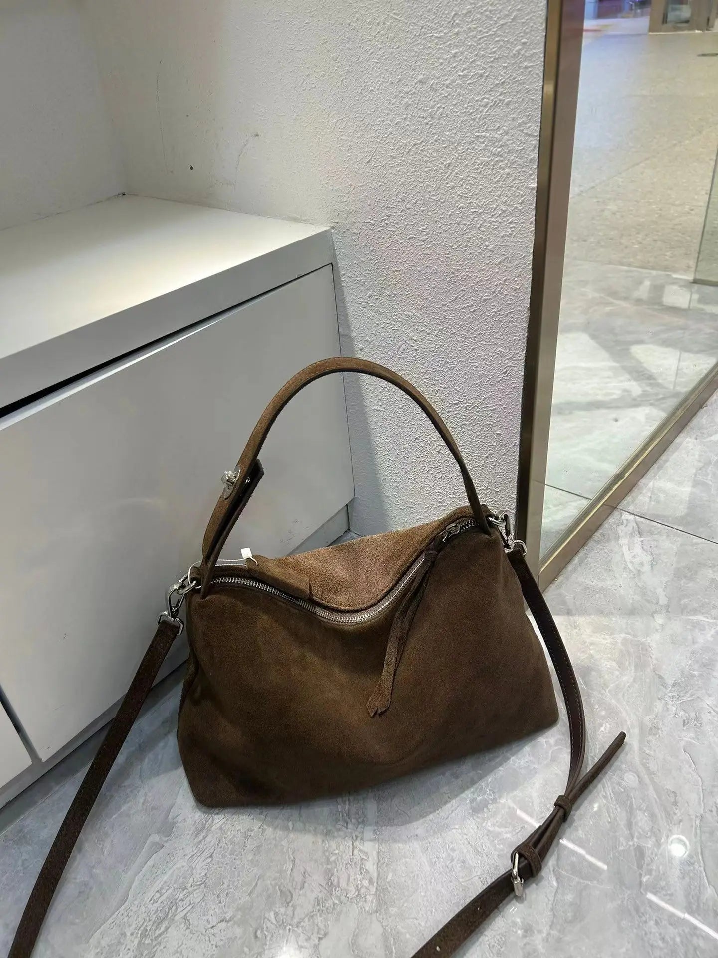 Suede Boston Tote - Women's Soft Crossbody Handbag for Autumn & Winter Handbags The