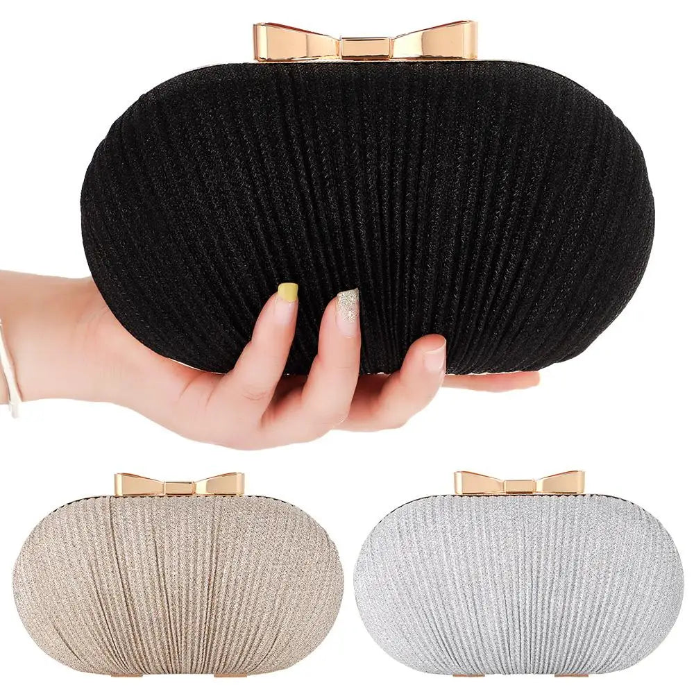 Beaded Egg Shape Evening Bag - Women's Rhinestone Bridal Clutch Handbags The