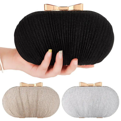 Beaded Egg Shape Evening Bag - Women's Rhinestone Bridal Clutch Handbags The