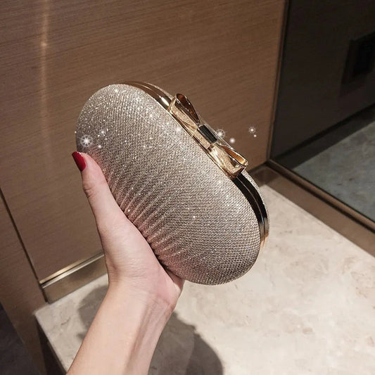 Beaded Egg Shape Evening Bag - Women's Rhinestone Bridal Clutch Handbags The