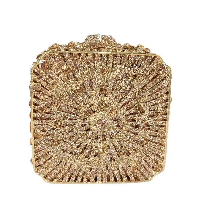 Crystal Minaudiere Clutch - Women's Bridal Evening Bag for Weddings & Galas Handbags The