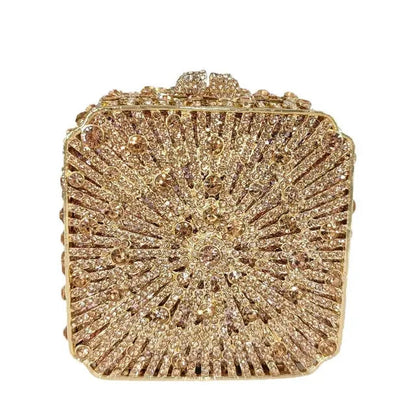 Crystal Minaudiere Clutch - Women's Bridal Evening Bag for Weddings & Galas Handbags The