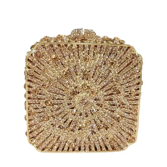 Crystal Minaudiere Clutch - Women's Bridal Evening Bag for Weddings & Galas Handbags The