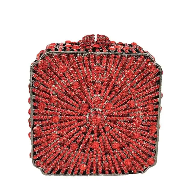 Crystal Minaudiere Clutch - Women's Bridal Evening Bag for Weddings & Galas Handbags The
