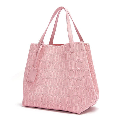 Handcrafted Woven Bucket Handbag - Women's Large-Capacity Solid Color Shoulder Bag Handbags The