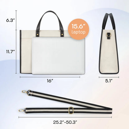 Canvas Laptop Tote Bag - Women's Work Shoulder Bag for Office, College & Travel Handbags The