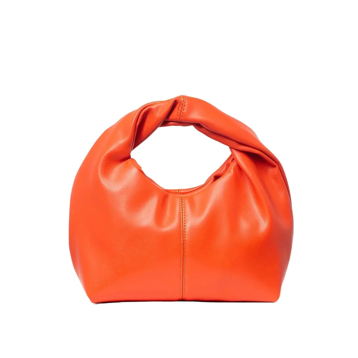 Twist-Handle Square Clutch Bag - Women's Ruched PU Top-Handle Shoulder Bag Handbags The