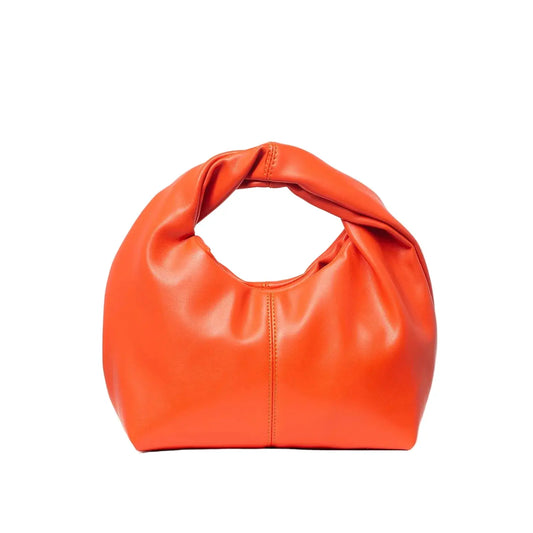 Twist-Handle Square Clutch Bag - Women's Ruched PU Top-Handle Shoulder Bag Handbags The