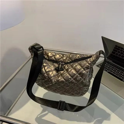 Quilted Padded Tote Bag - Women's Large-Capacity Lightweight Shoulder Shopper Handbags The
