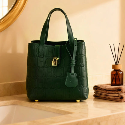 Embossed Crossbody Tote Bag - Women's Large-Capacity Letter Detail Handbag Handbags The