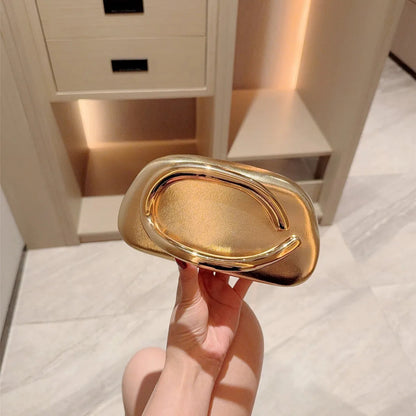 Gold Closure Box Clutch Bag - Women's Wedding & Party Evening Purse Handbags The