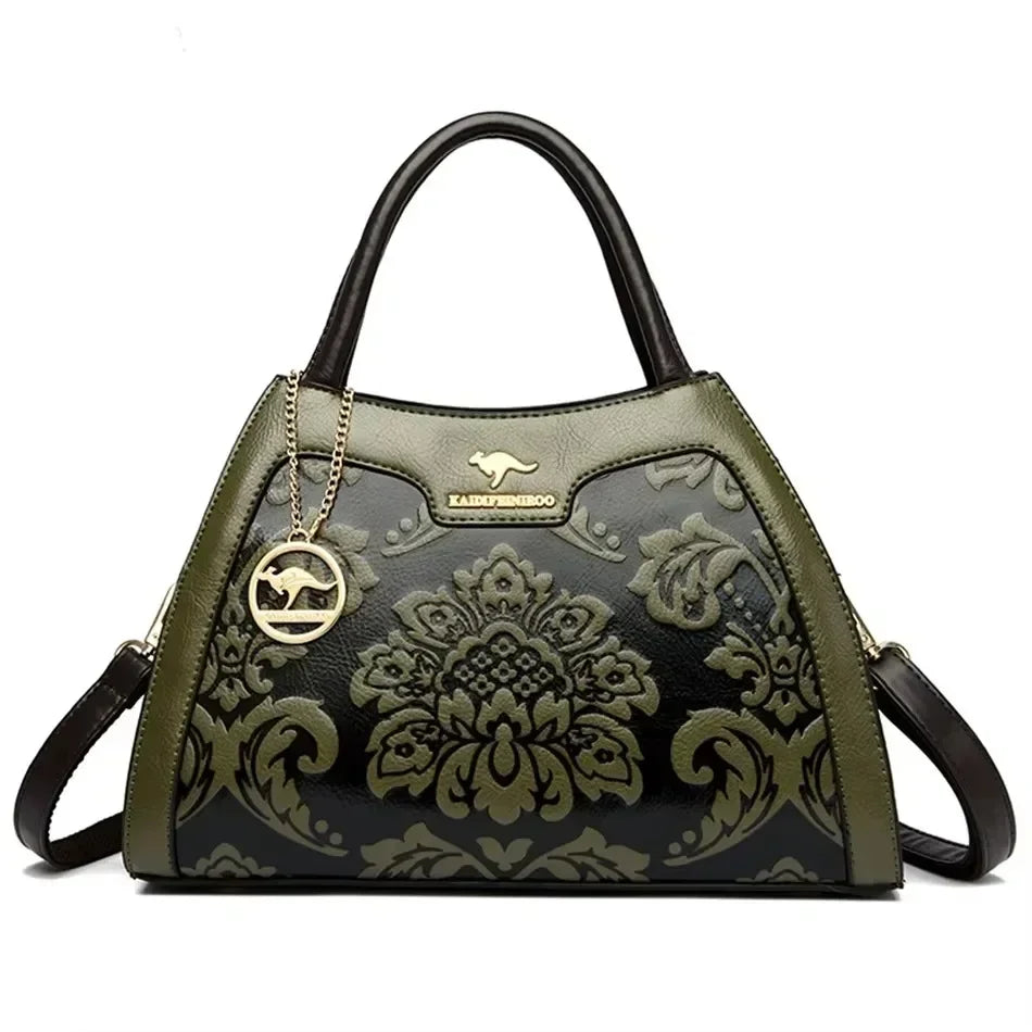 Printed Large-Capacity Tote Bag - Women's Soft Leather Shoulder & Crossbody Purse Handbags The