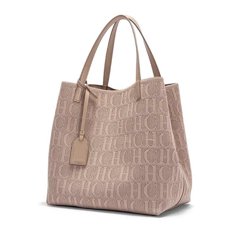 Handcrafted Woven Bucket Handbag - Women's Large-Capacity Solid Color Shoulder Bag Handbags The