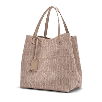 Handcrafted Woven Bucket Handbag - Women's Large-Capacity Solid Color Shoulder Bag Handbags The
