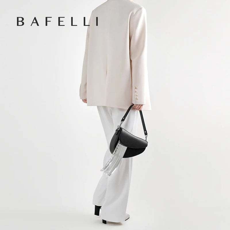 Tassel Saddle Bag - Women's Leather Crossbody Handbag for Chic Everyday Wear Handbags The