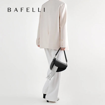 Tassel Saddle Bag - Women's Leather Crossbody Handbag for Chic Everyday Wear Handbags The