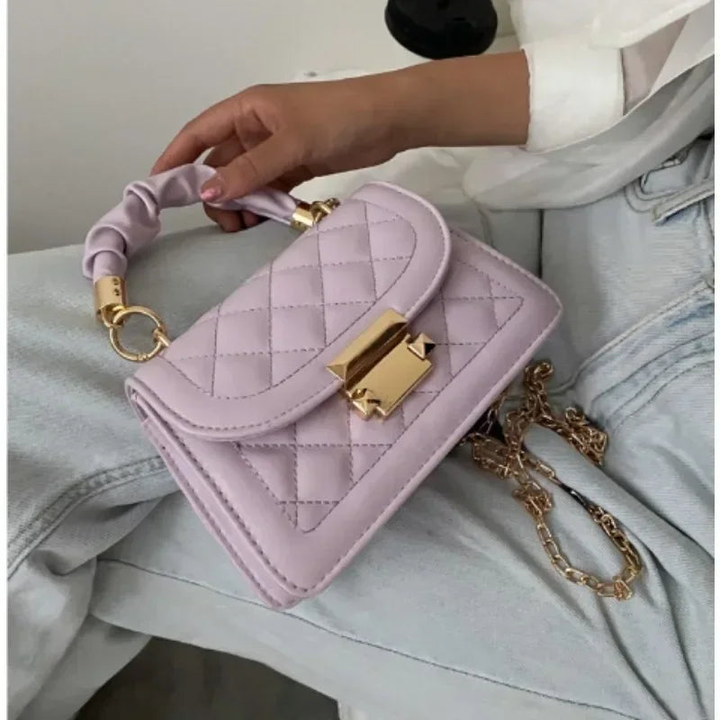 Quilted Chain Crossbody Bag - Women's Mini Shoulder Purse for Daily Styling Handbags The