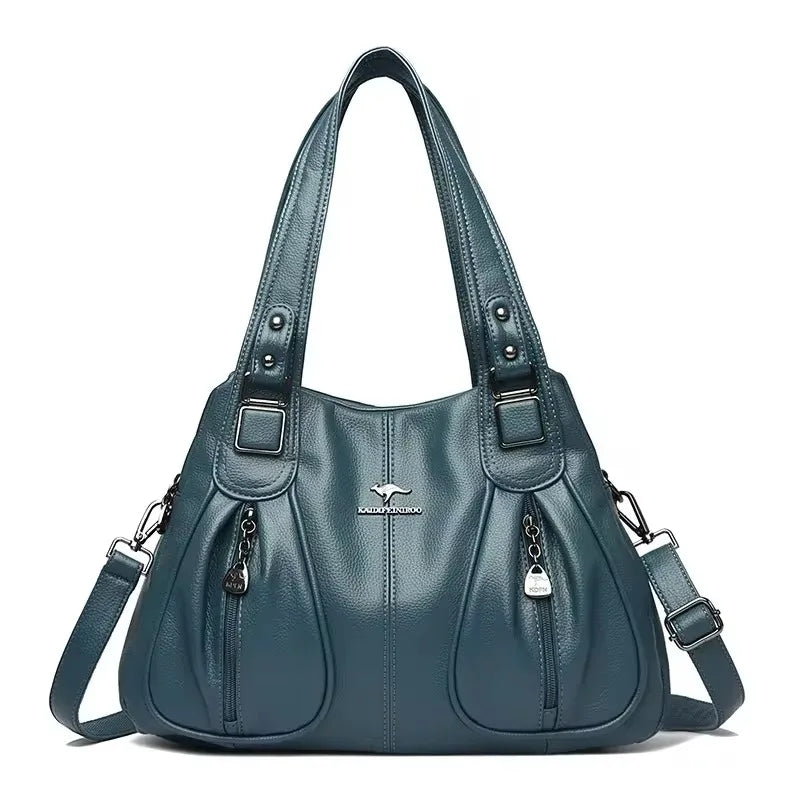 Vintage PU Leather Tote - Women's Large-Capacity Shoulder Bag for Daily Wear Handbags The