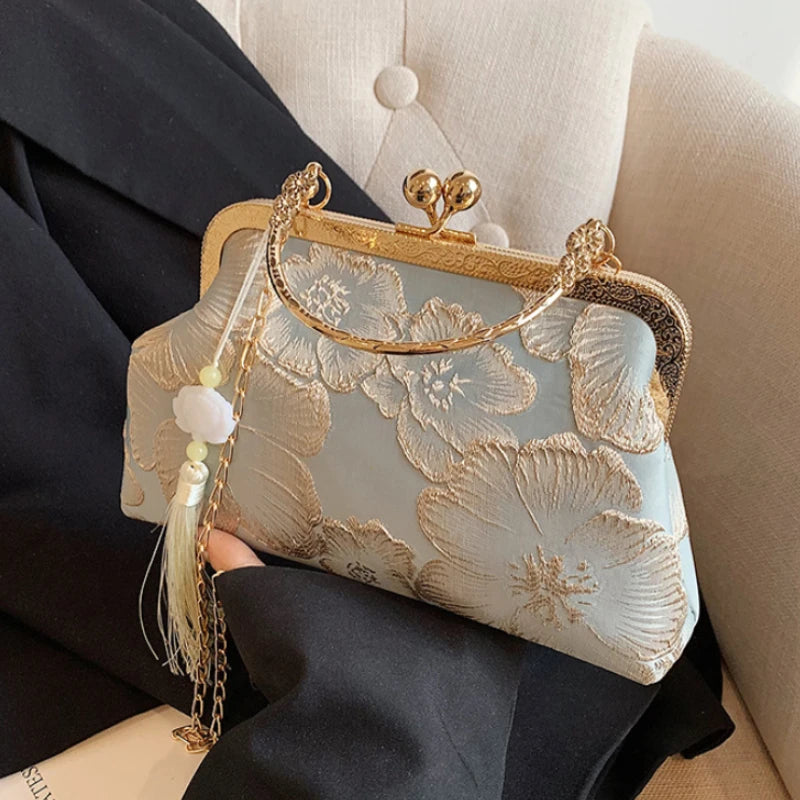 Chinese Embroidered Evening Bag - Women's Elegant Shoulder Purse for Weddings Handbags The